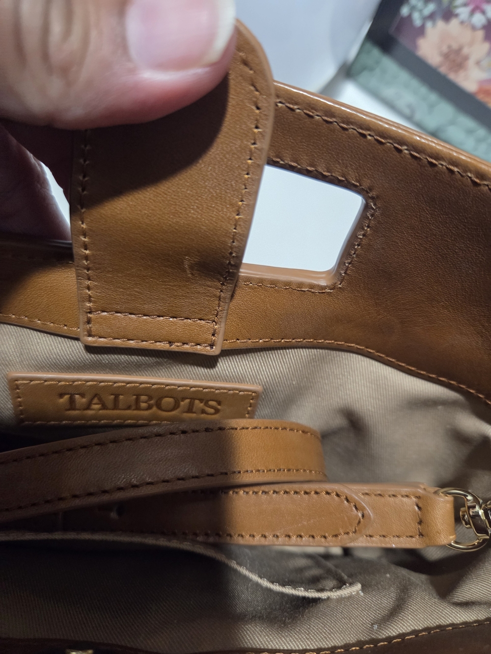 Talbots Woven Straw and Brown Leather Handle Tote - Picture 2 of 7